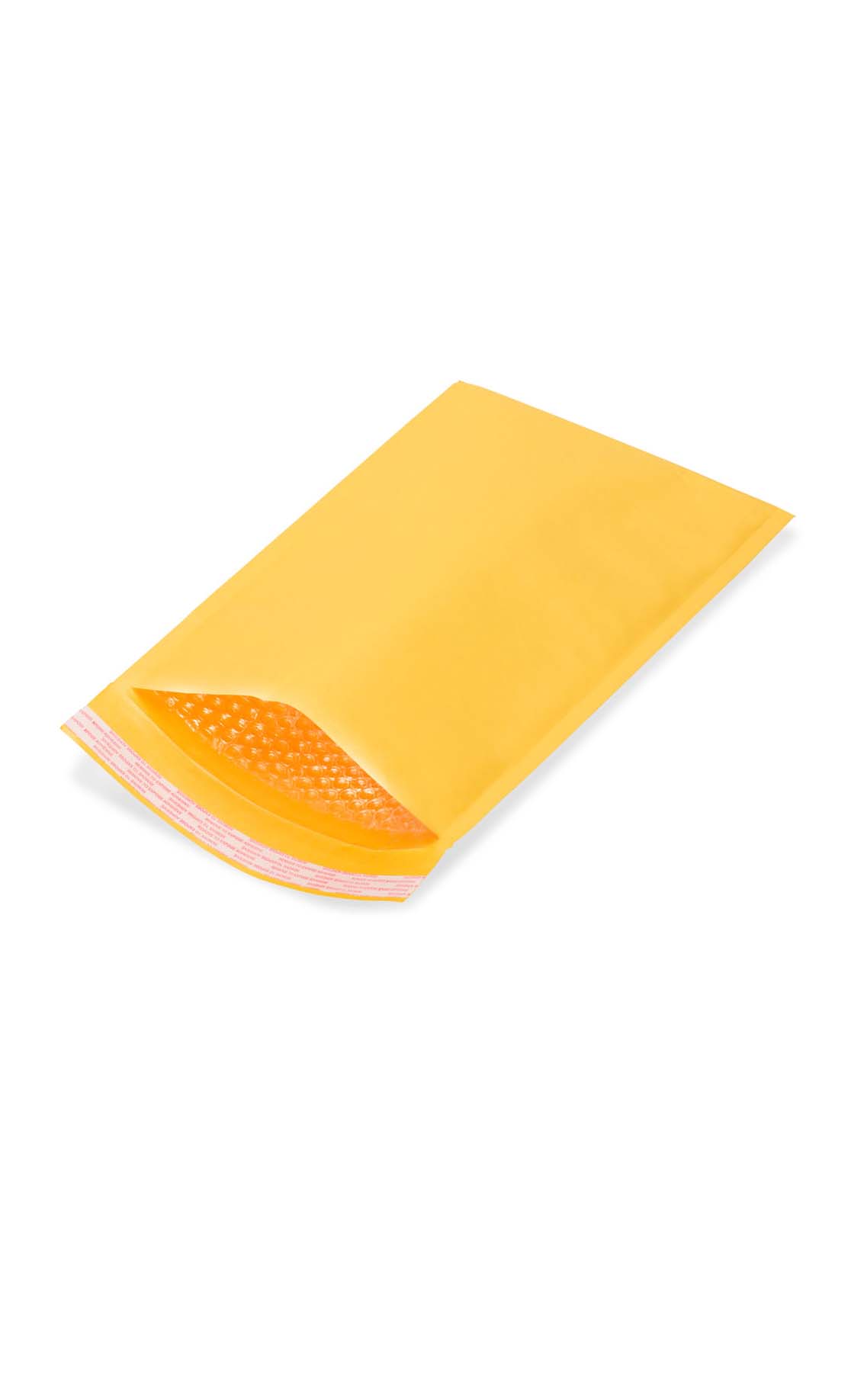 Golden kraft bubble mailer with peel-and-seal flap and bubble lining