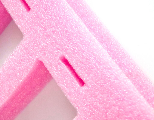 Pink anti-static (ESD) foam fabricated for electronics protection