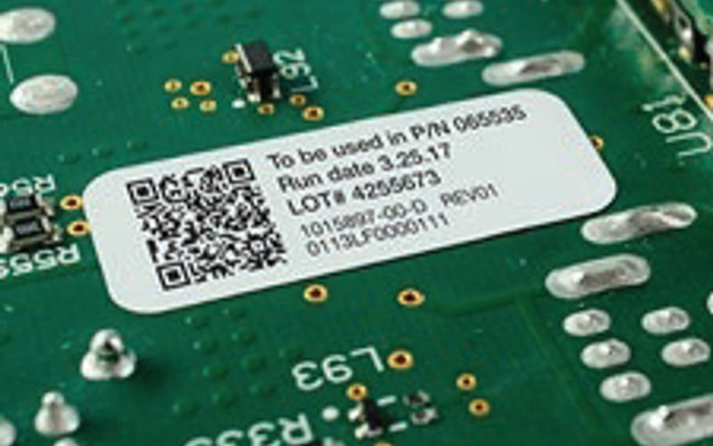 Circuit board with a QR and serial nameplate label