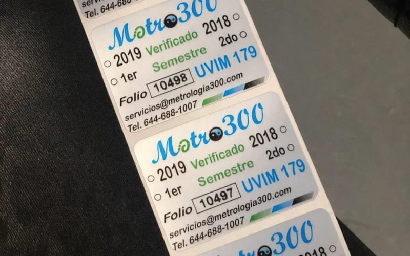 Strip of labels with consecutive folio numbers