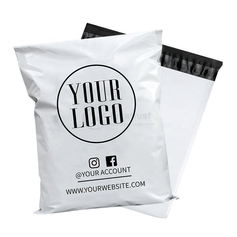 Custom-printed poly mailer showing branded flexo print